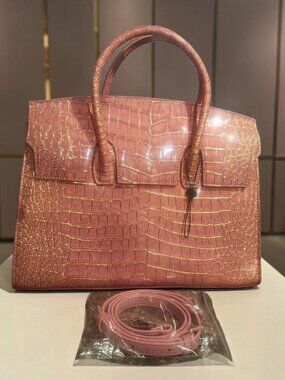 NWOT Pink Croc‑Style Handbag